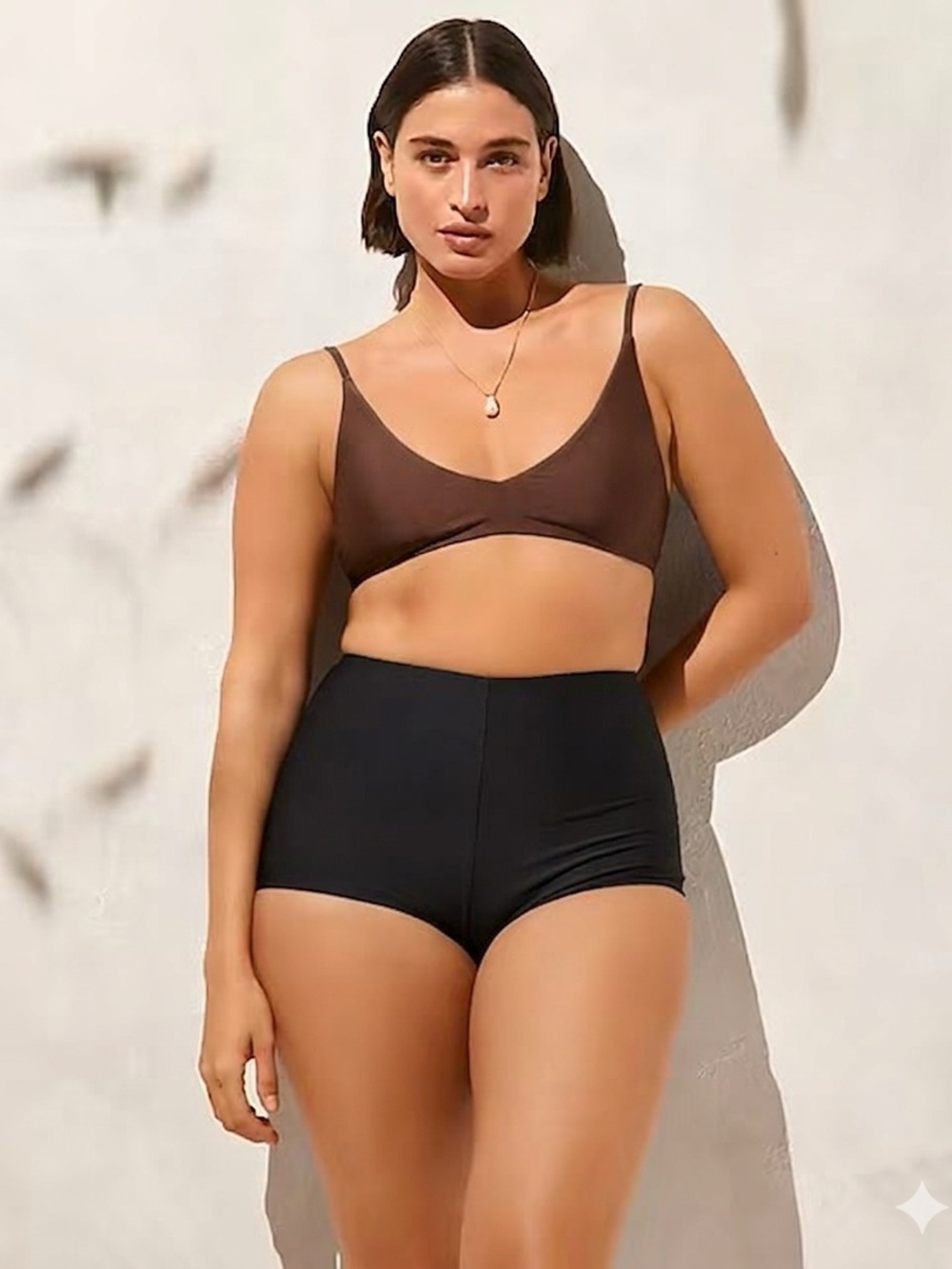 J. Crew Brown Lana Bikini with Black High-Waist Bottoms